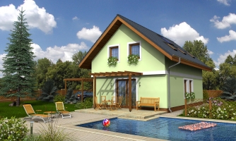Projet de maison simple pour terrain étroit et entrée à l'avant.